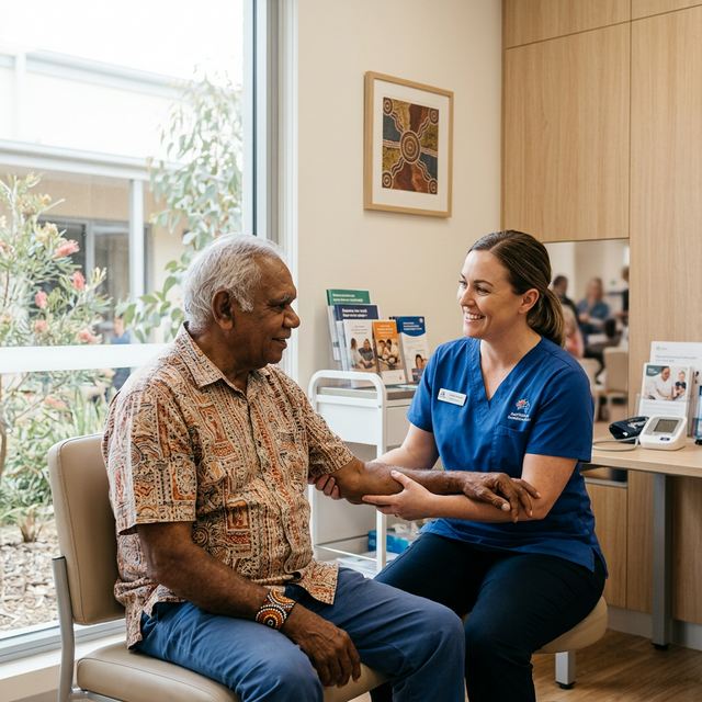 Nurse caring for indigenous Australian patient